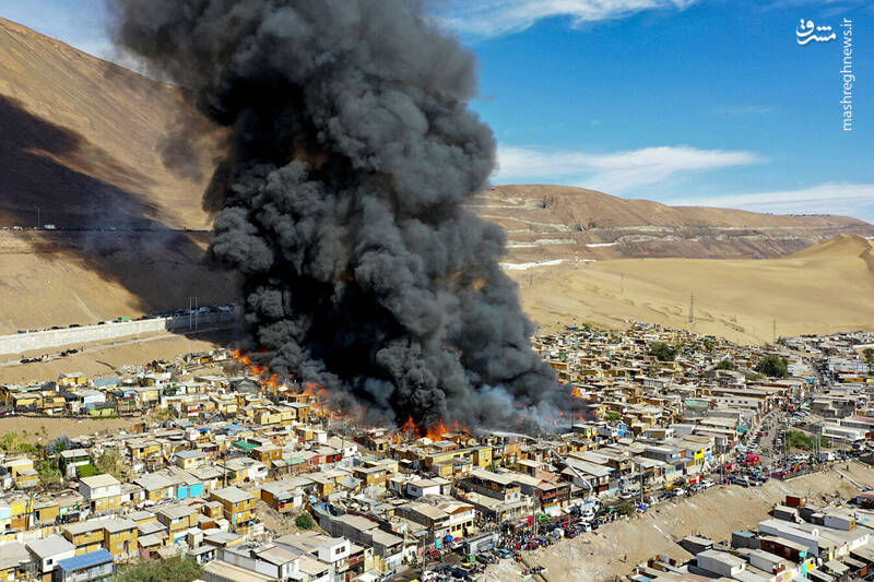عکس/ آتش گرفتن صد خانه در شیلی
