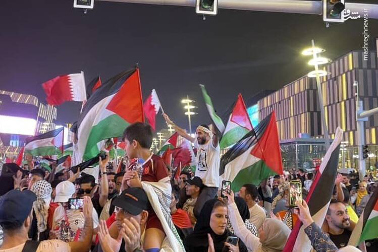 فیلم/ خیابان‌های دوحه در تسخیر پرچم‌های فلسطین