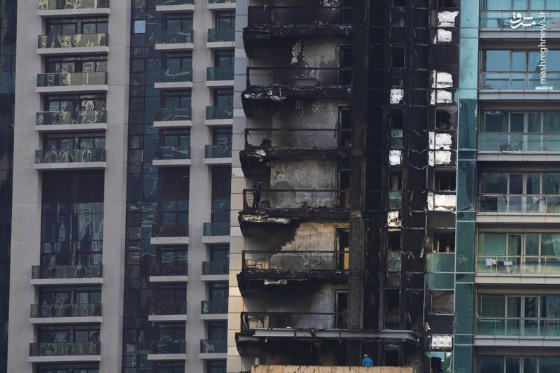 عکس/ آتش‌سوزی گسترده در برج مسکونی دبی