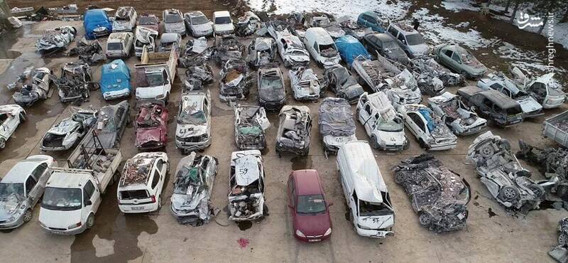 عکس/ گورستان خودروهای نابود شده در زلزله