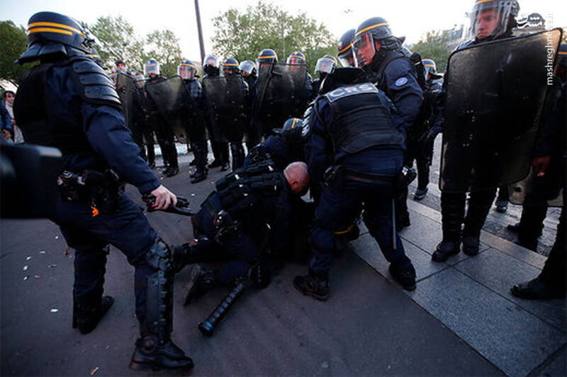 فیلم/ زد و خورد نیروهای پلیس فرانسه با معترضین