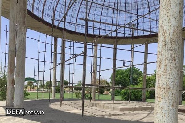 پیشرفت پنجاه درصدی ساخت یادمان شهدای گمنام در شهر ترکالکی شوشتر