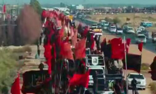 فیلم/ حرکت کاروان‌ باشکوه الناصریه عراق به سوی قبله آزادگان جهان