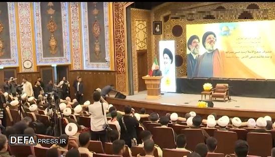 مراسم نخستین سالگرد شهادت دبیران کل حزب‌الله با حضور رئیس مجلس در قم