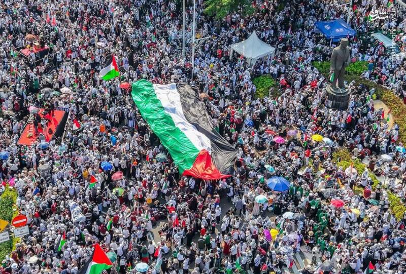 عکس/ تظاهرات گسترده مردم اندونزی در حمایت از فلسطین